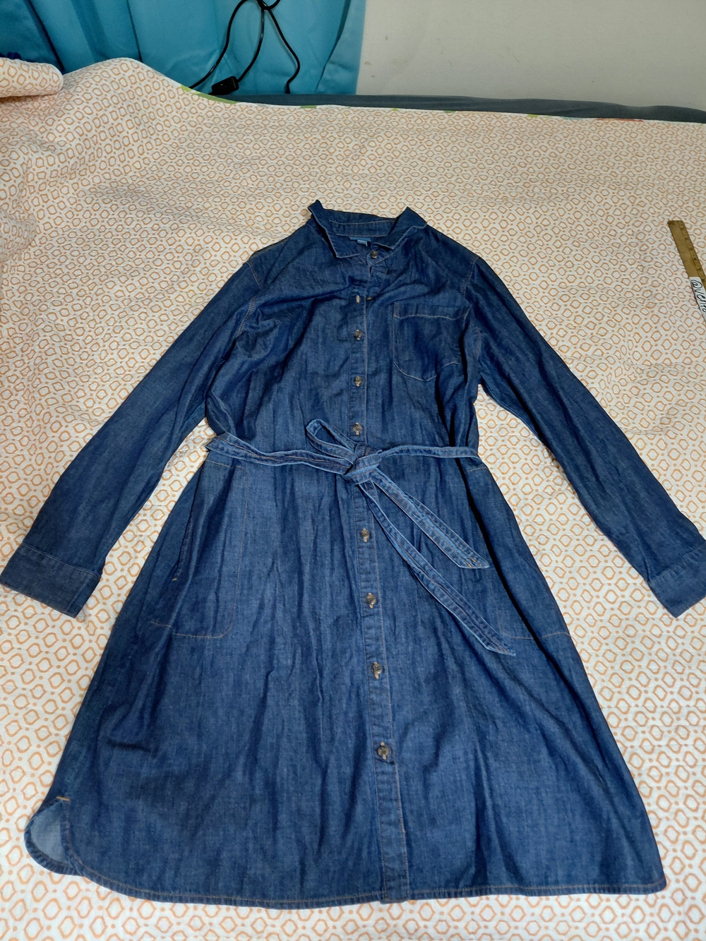 J. Jill Dark Blue Denim Shirt Dress with Tie Belt